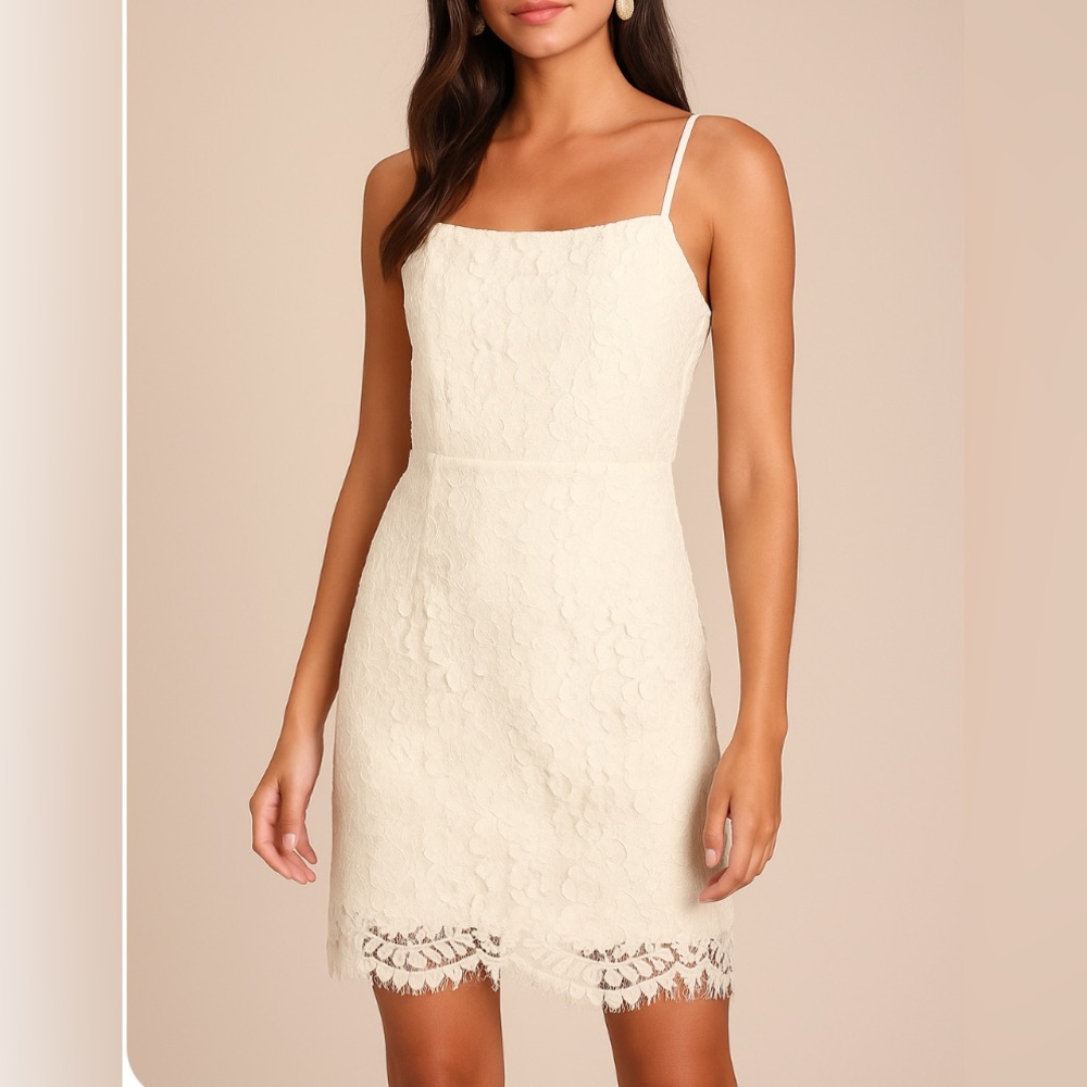 Lulus White Lace Spaghetti Strap Mini Dress Size Small NWT